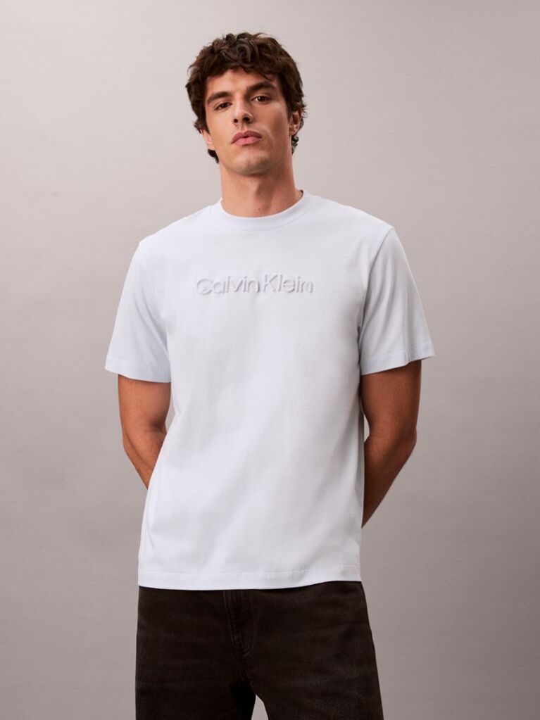 Λευκό T-Shirt Με Κανονική Λαιμόκοψη Και Λογότυπο  Άνδρας