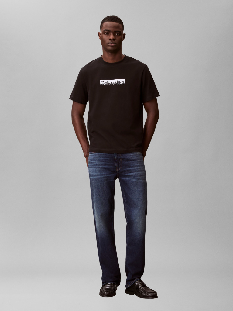 Μαύρο T-Shirt Με Κανονική Λαιμόκοψη Και Διαβαθμισμένο Λογότυπο  Άνδρας