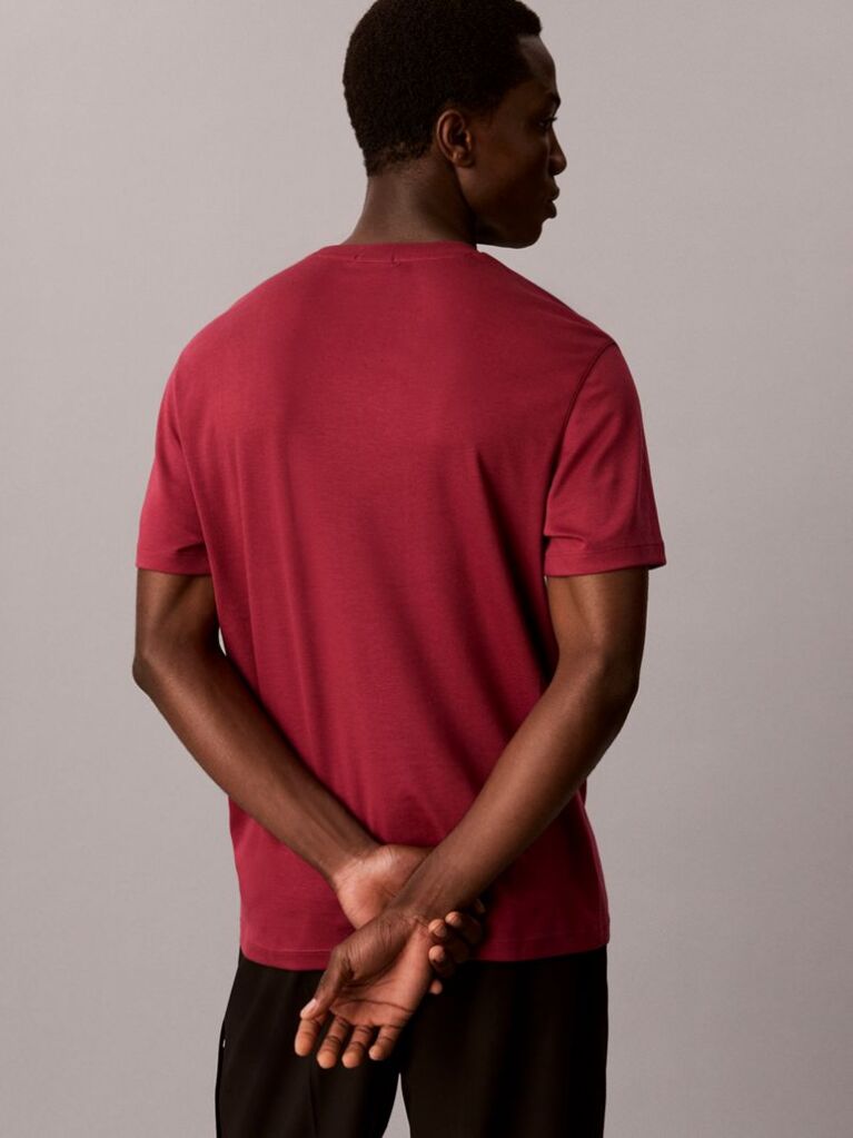 Red Slim Fit Logo Patch Fluid Cotton T-Shirt  Men