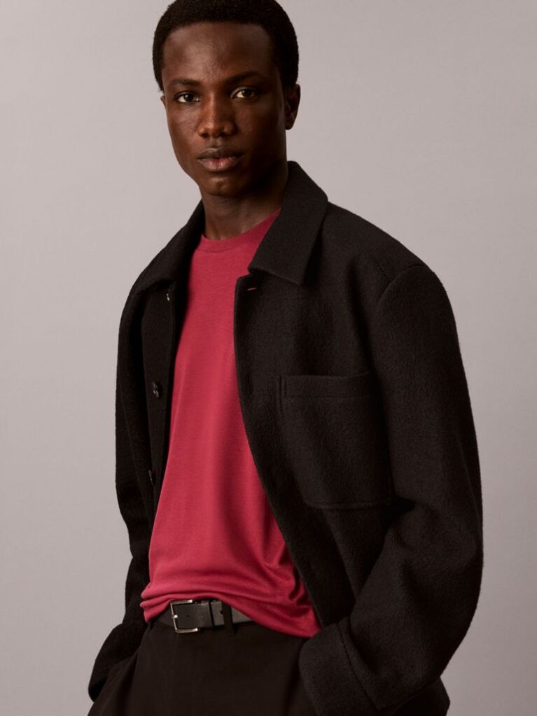 Red Slim Fit Logo Patch Fluid Cotton T-Shirt  Men