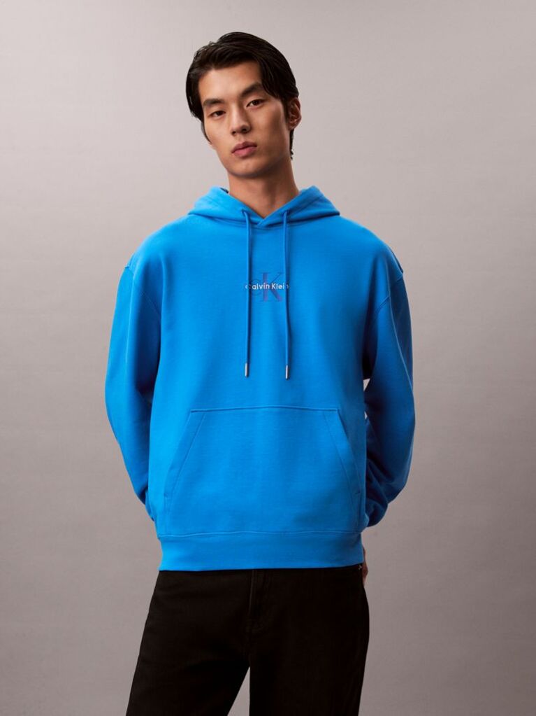Μπλε Άνετο Hoodie Με Μονόγραμμα  Άνδρας