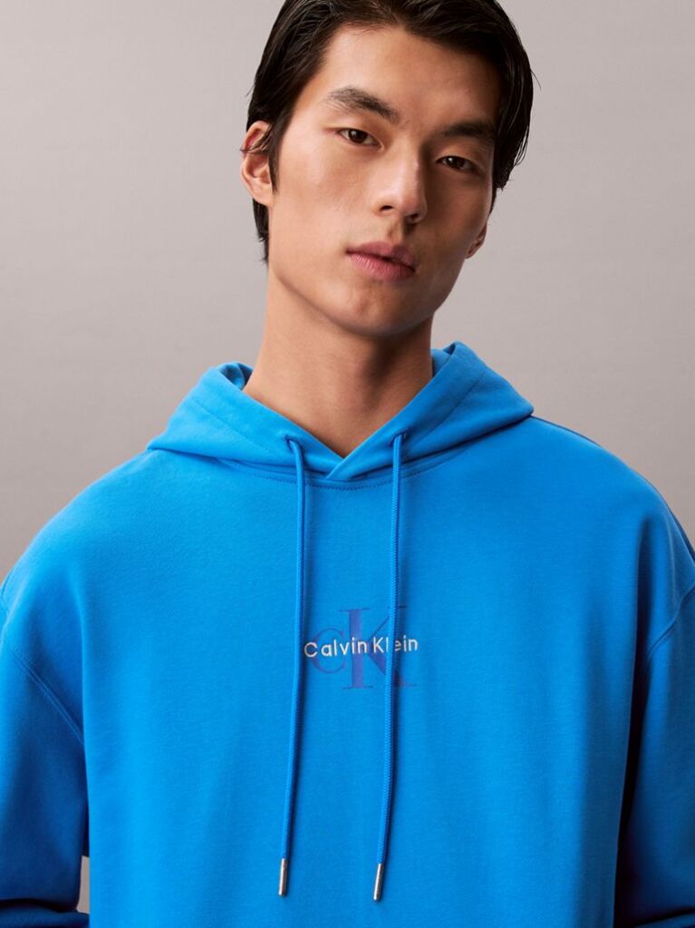 Μπλε Άνετο Hoodie Με Μονόγραμμα  Άνδρας