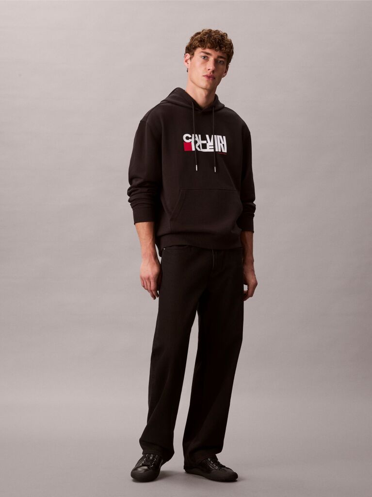 Μαύρο Hoodie Με Λογότυπο  Άνδρας