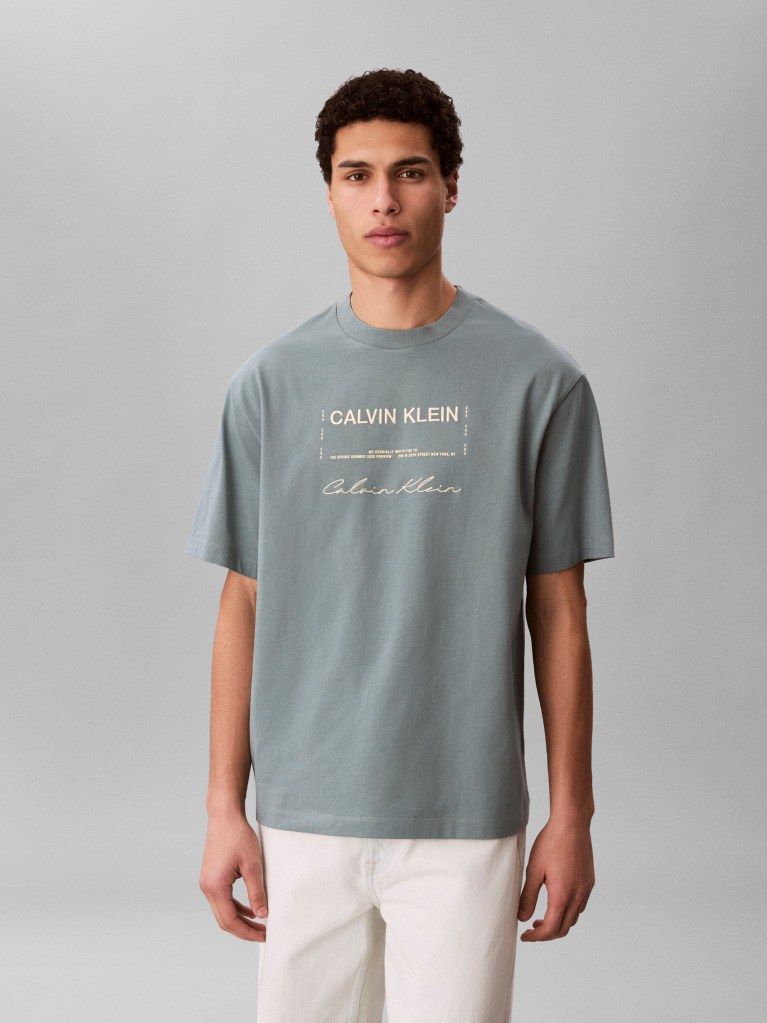 Γκρι T-Shirt Με Γραφικό Λογότυπο  Άνδρας