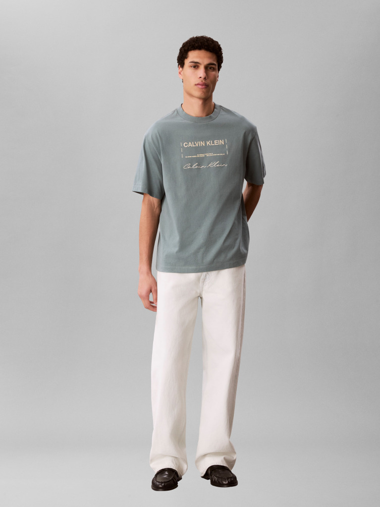 Γκρι T-Shirt Με Γραφικό Λογότυπο  Άνδρας
