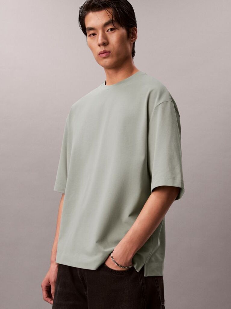 Πράσινο Άνετο T-Shirt Από Δροσερό Πικέ  Άνδρας