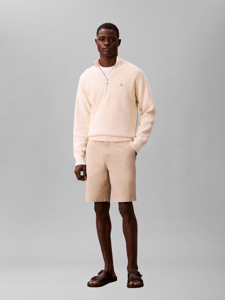 White 9" Straight Chino Shorts  Men