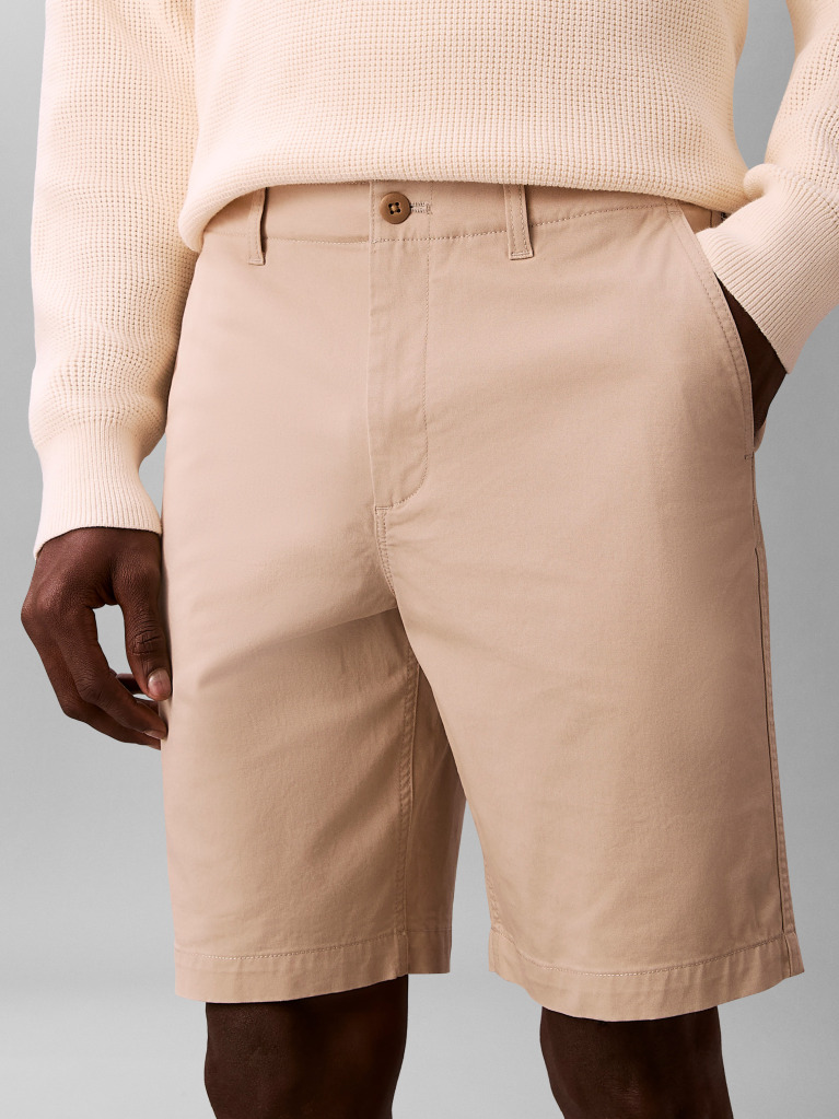 White 9" Straight Chino Shorts  Men