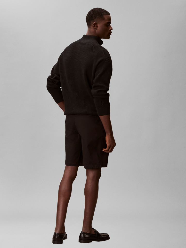 Black 9" Straight Chino Shorts  Men