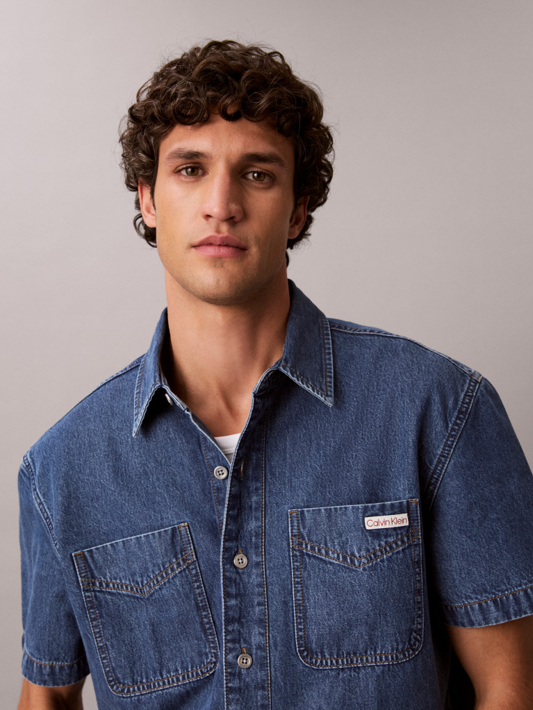 Denim Κοντομάνικο Denim Πουκάμισο Με Boxy Γραμμή  Άνδρας