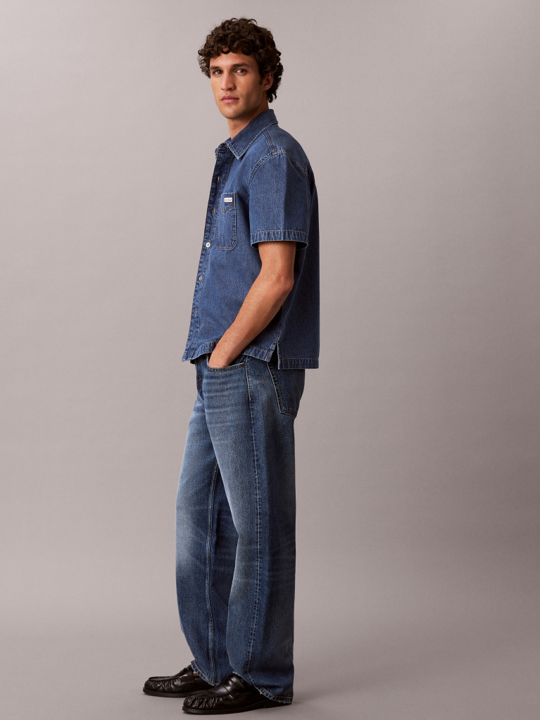 Denim Κοντομάνικο Denim Πουκάμισο Με Boxy Γραμμή  Άνδρας