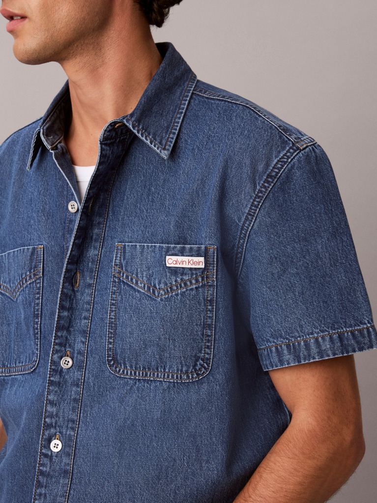 Denim Κοντομάνικο Denim Πουκάμισο Με Boxy Γραμμή  Άνδρας