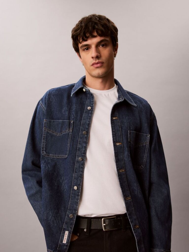 Denim 90s Logo Denim Overshirt  Men