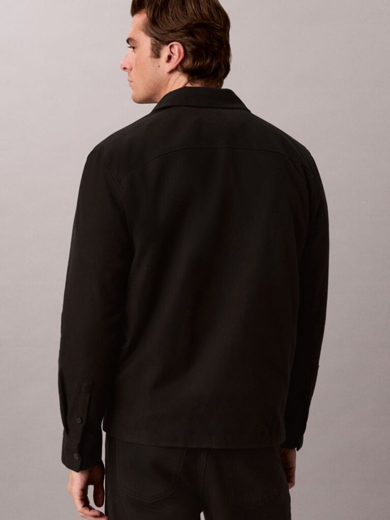 Μαύρο Shirt Jacket Από Flannel  Άνδρας