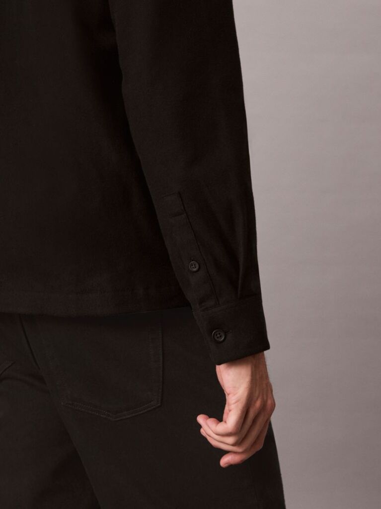 Μαύρο Shirt Jacket Από Flannel  Άνδρας