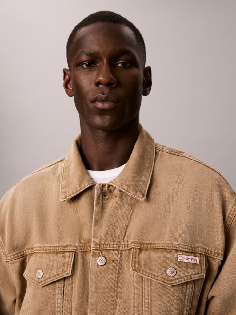 Beige 90s Denim Trucker Jacket  Men