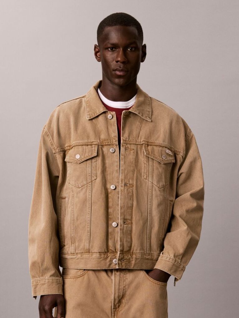 Beige 90s Denim Trucker Jacket  Men