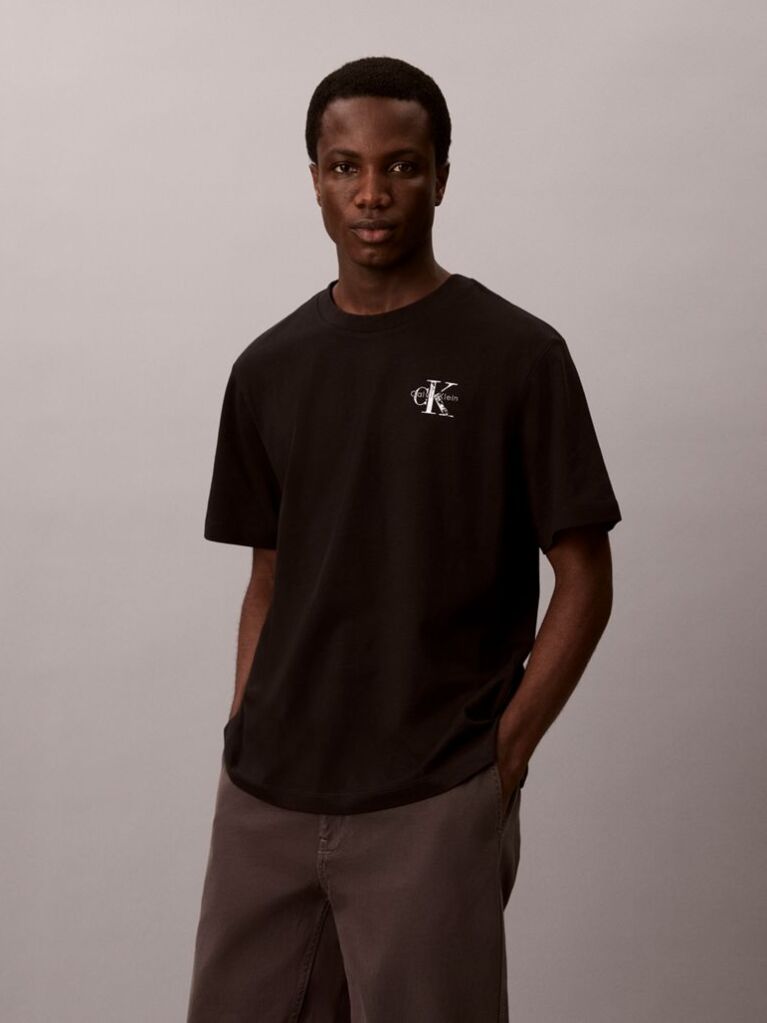 Black Shortsleeve Monologo Back Graffiti T-Shirt  Men