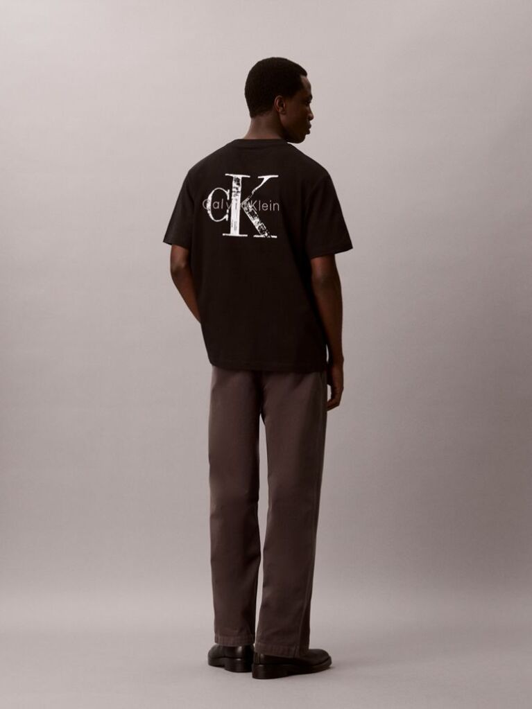 Black Shortsleeve Monologo Back Graffiti T-Shirt  Men
