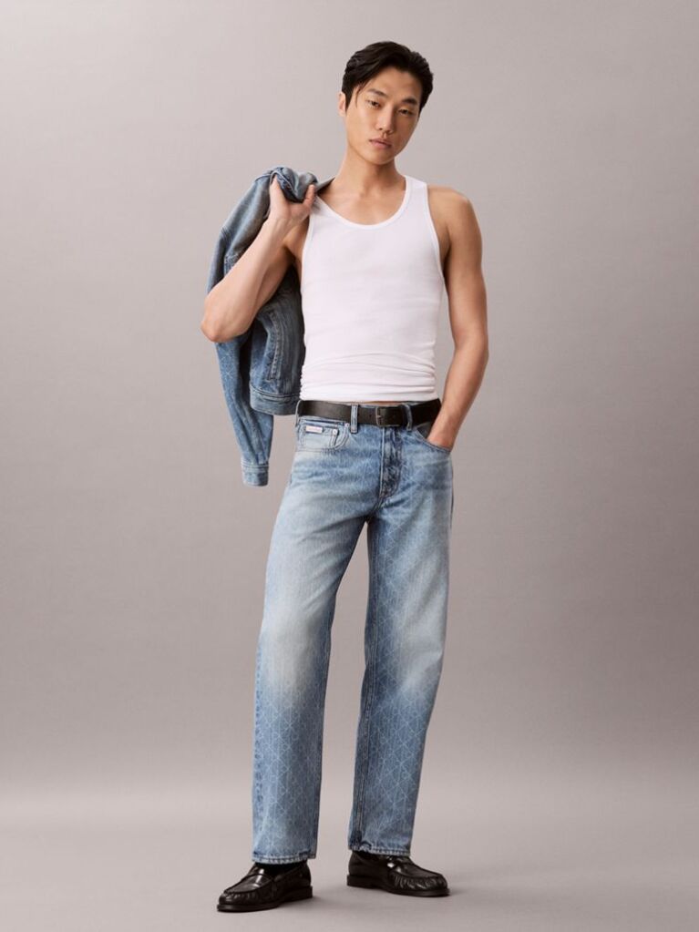 Denim Τζιν Με Ισια 90s Γραμμή Και Λογότυπο  Άνδρας