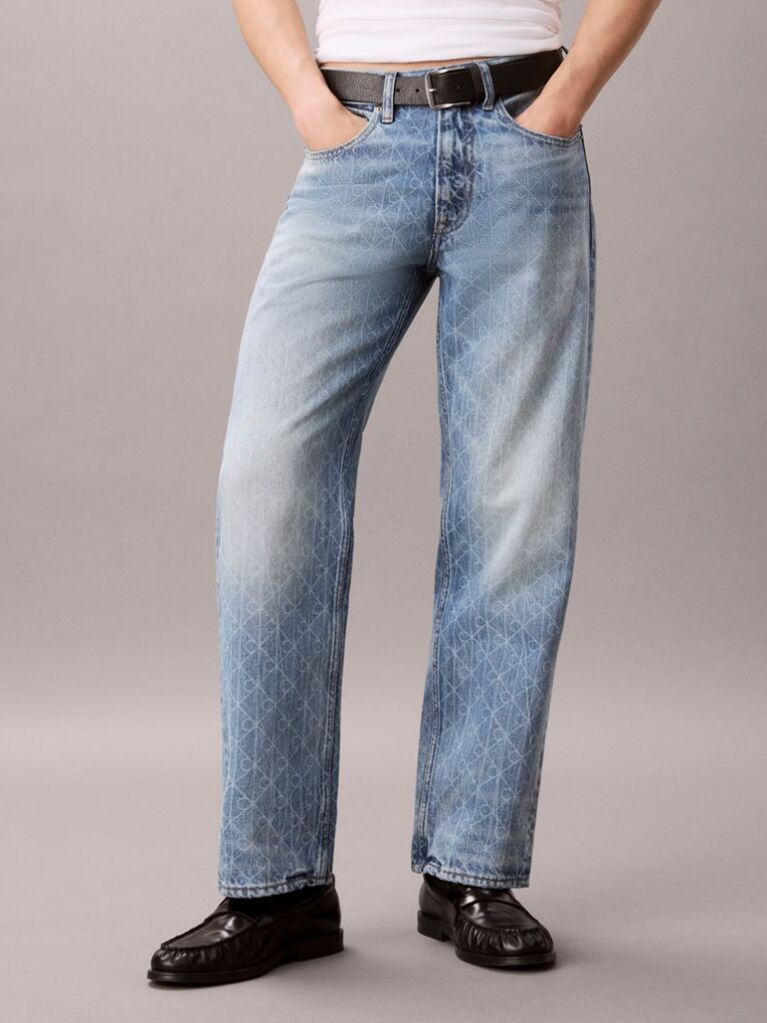 Denim Τζιν Με Ισια 90s Γραμμή Και Λογότυπο  Άνδρας