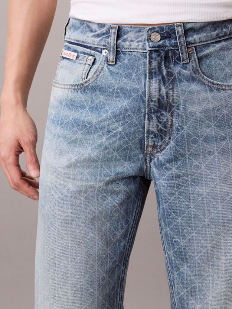 Denim Τζιν Με Ισια 90s Γραμμή Και Λογότυπο  Άνδρας