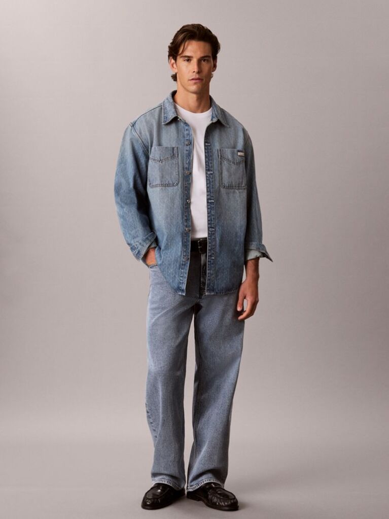 Denim 90s Relaxed Logo Denim Overshirt  Men