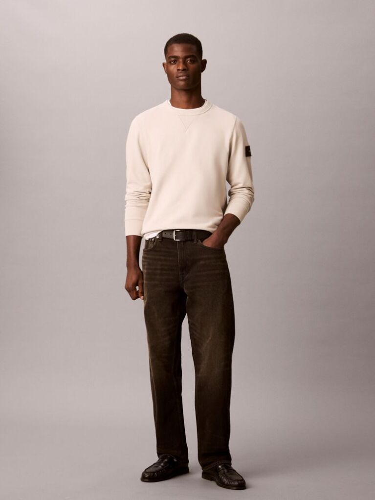Beige Monologo Badge Terry Sweatshirt  Men