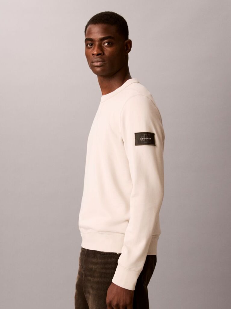 Beige Monologo Badge Terry Sweatshirt  Men