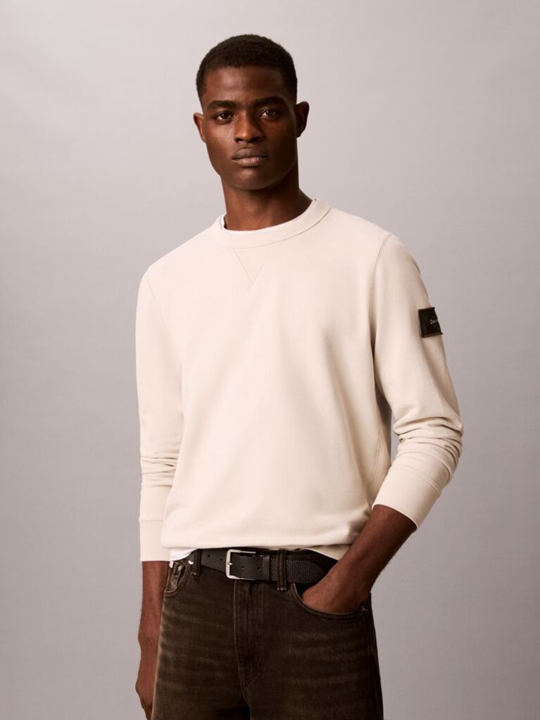 Beige Monologo Badge Terry Sweatshirt  Men