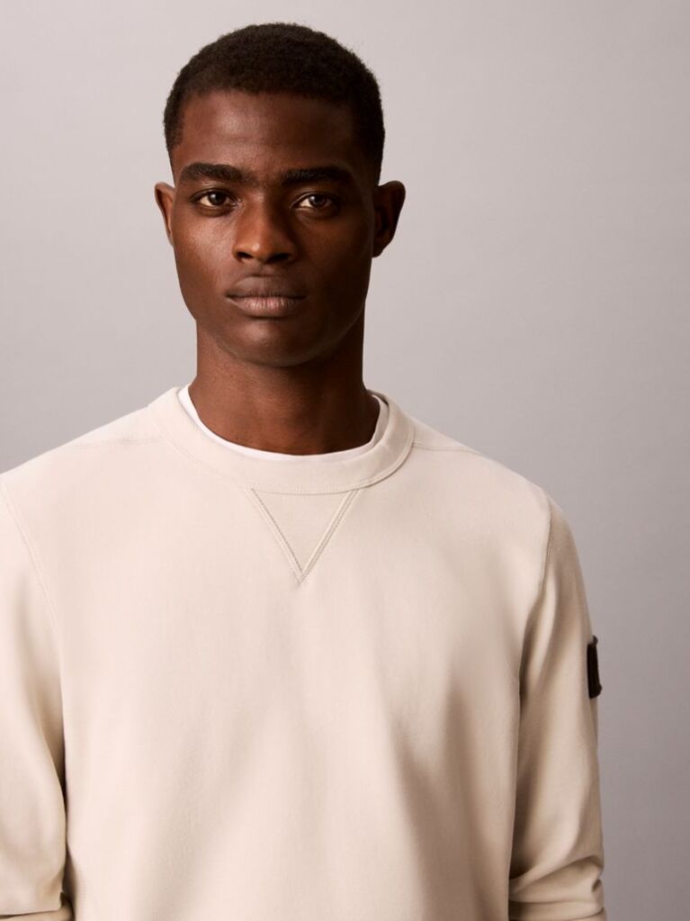 Beige Monologo Badge Terry Sweatshirt  Men