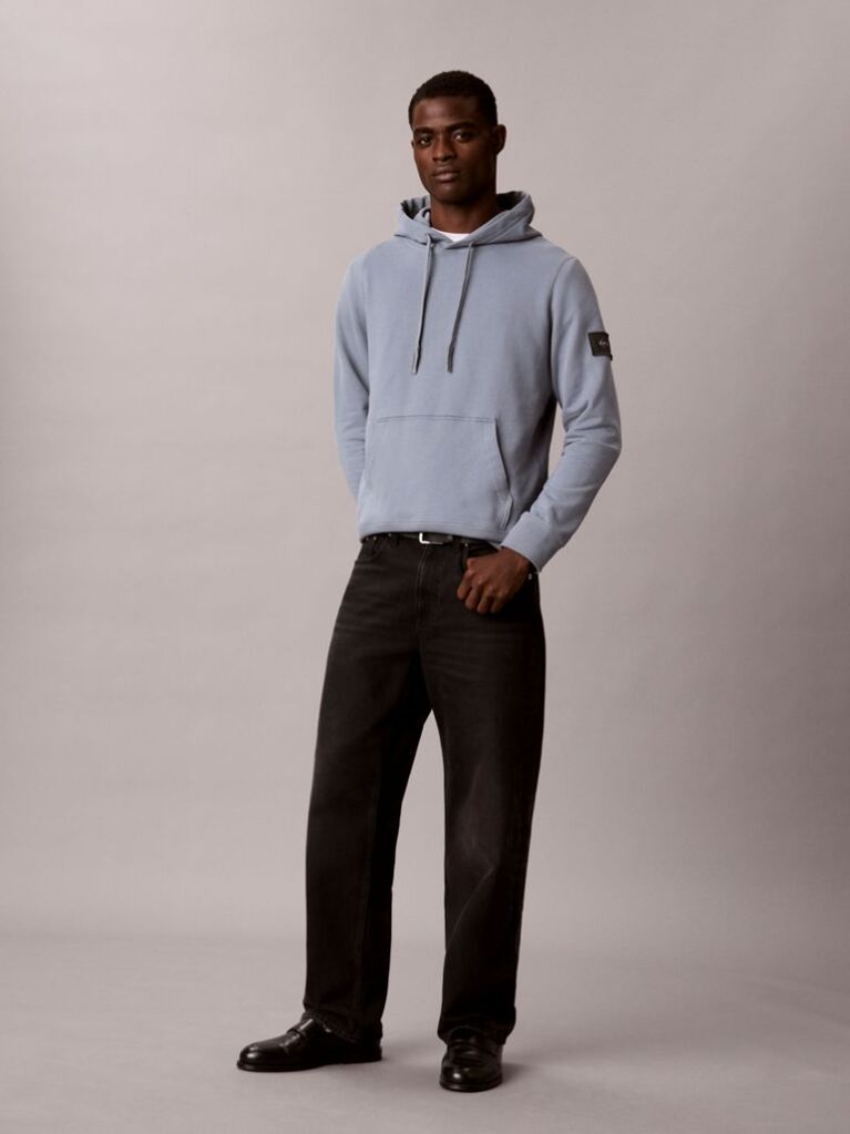 Γκρι Βαμβακερό Hoodie Με Κουκούλα Και Λογότυπο  Άνδρας
