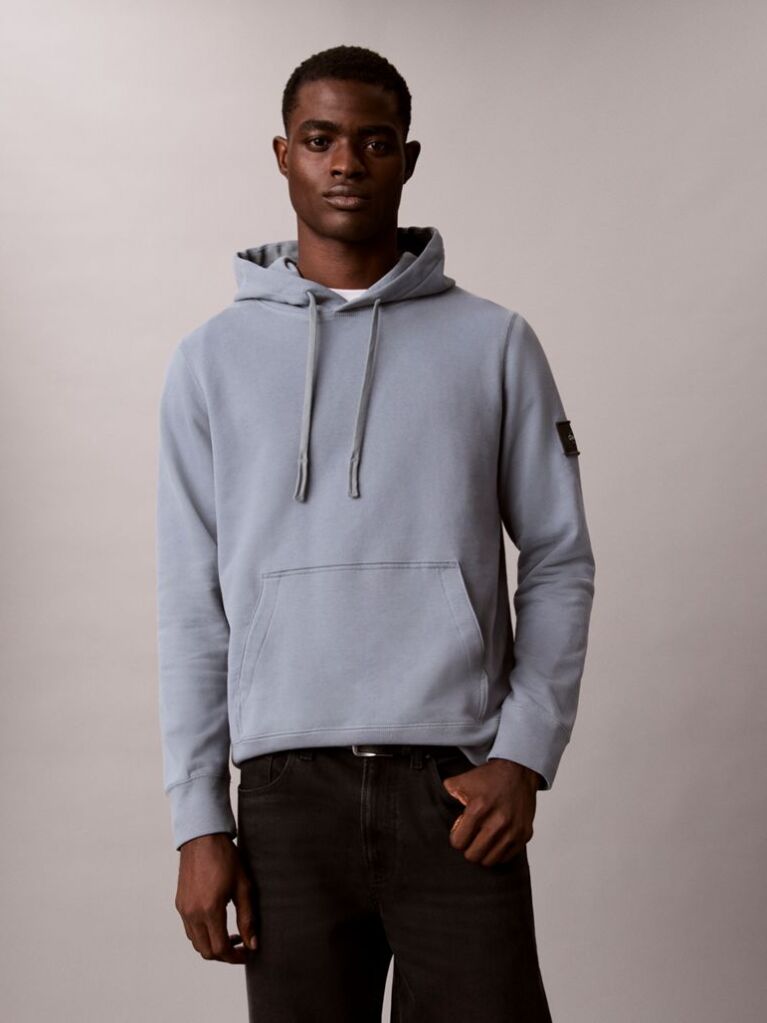 Γκρι Βαμβακερό Hoodie Με Κουκούλα Και Λογότυπο  Άνδρας