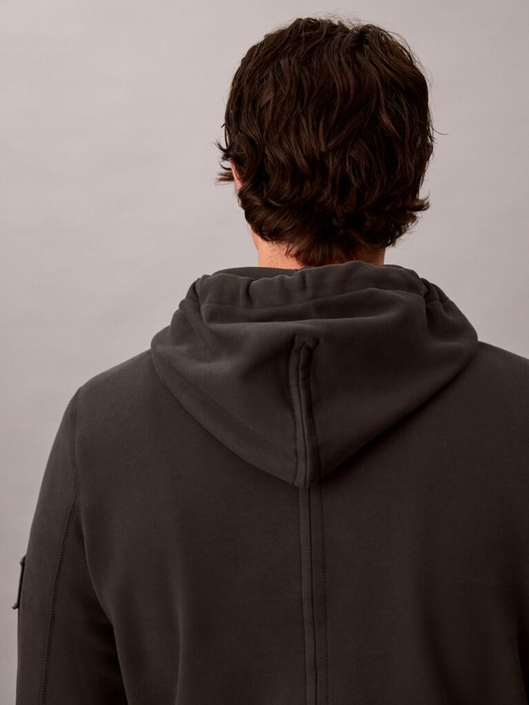 Μαύρο Βαμβακερό Hoodie Με Κουκούλα Και Λογότυπο  Άνδρας