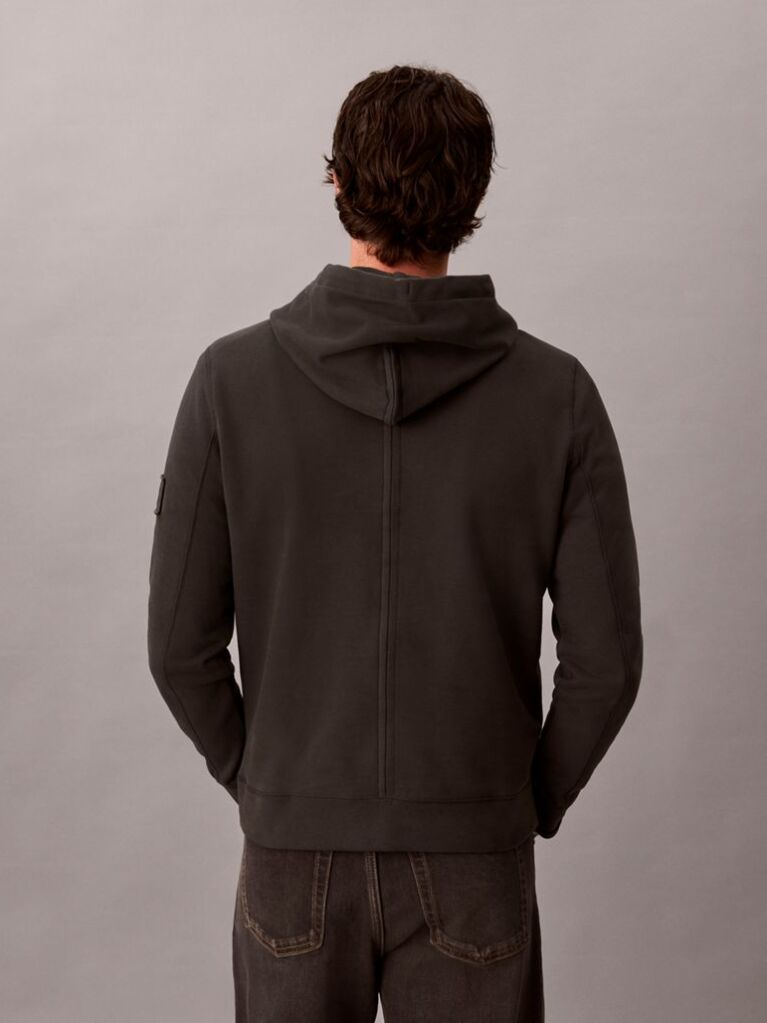 Μαύρο Βαμβακερό Hoodie Με Κουκούλα Και Λογότυπο  Άνδρας