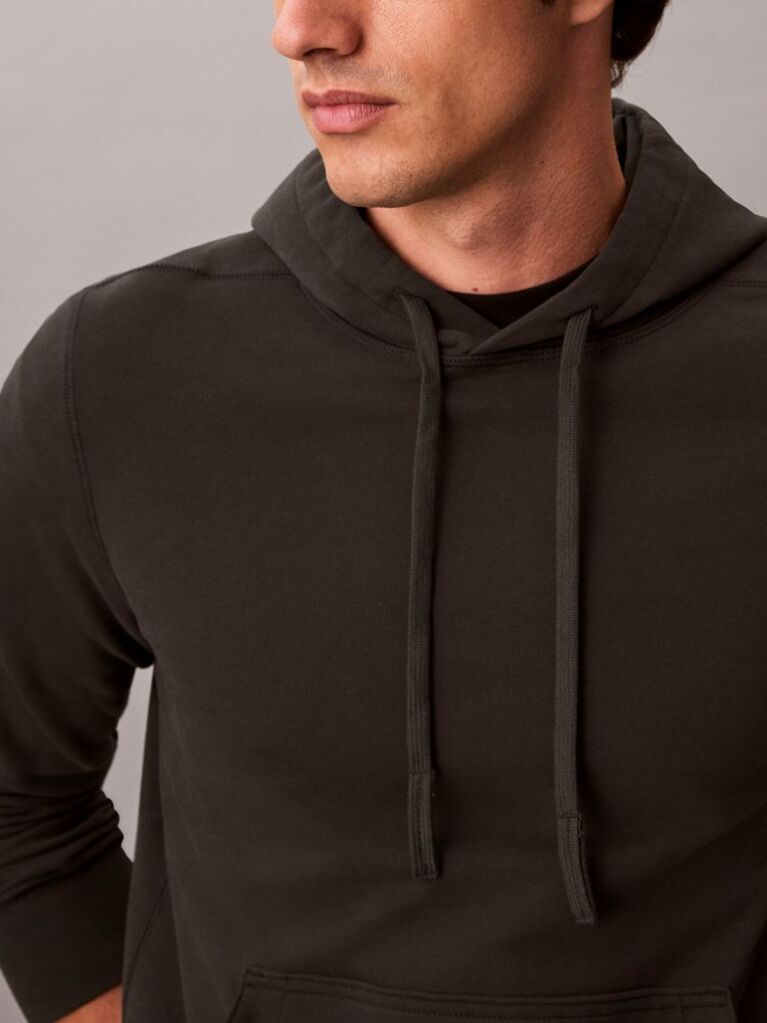 Μαύρο Βαμβακερό Hoodie Με Κουκούλα Και Λογότυπο  Άνδρας