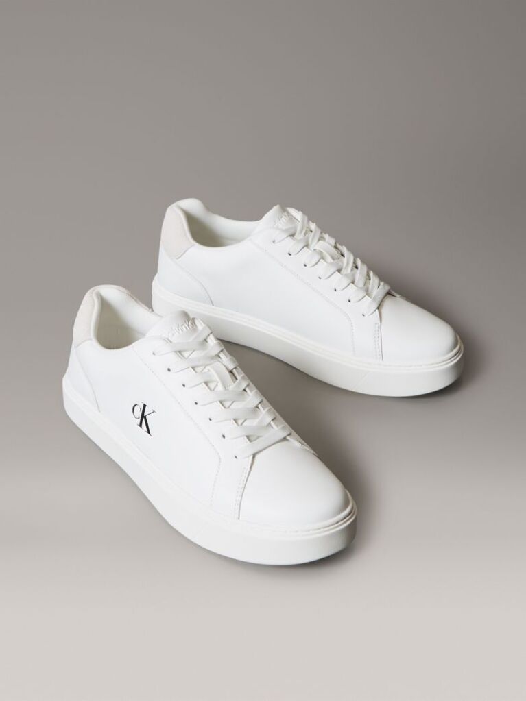 Λευκό Δερμάτινα Sneakers Με Signature Λογότυπο  Άνδρας