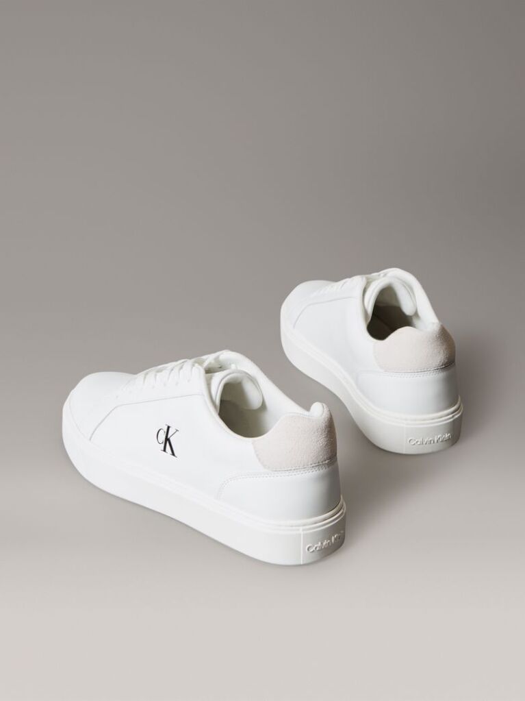 Λευκό Δερμάτινα Sneakers Με Signature Λογότυπο  Άνδρας