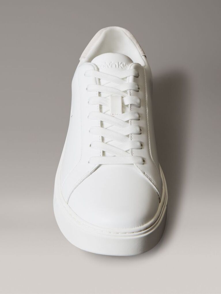 Λευκό Δερμάτινα Sneakers Με Signature Λογότυπο  Άνδρας