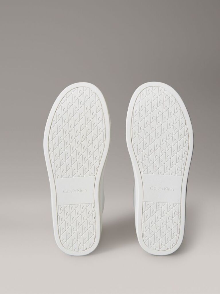 Λευκό Δερμάτινα Sneakers Με Signature Λογότυπο  Άνδρας