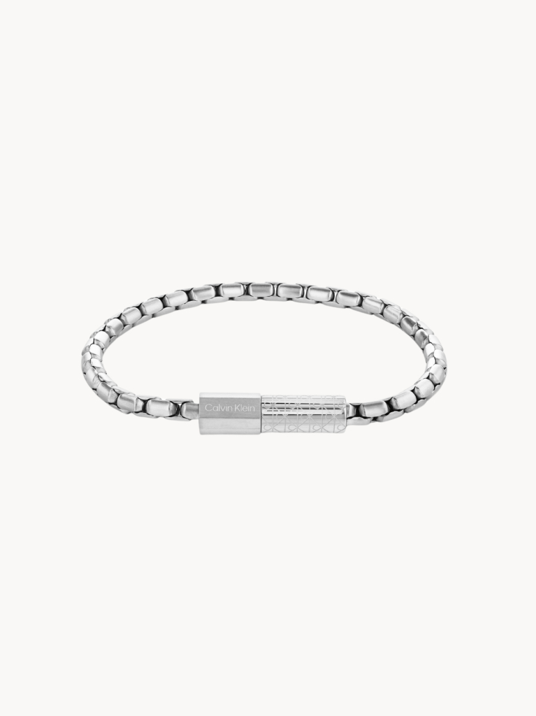 Silver Contoured Barrel Bracelet  Men