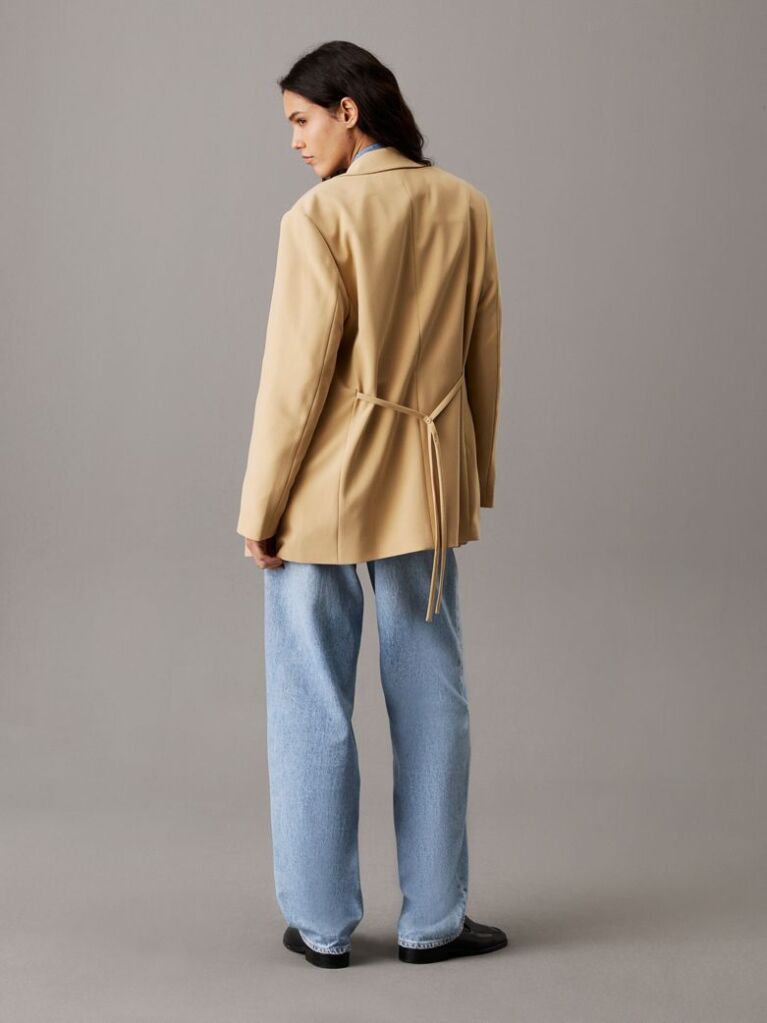 Beige Soft Twill Tie Back Blazer  Women