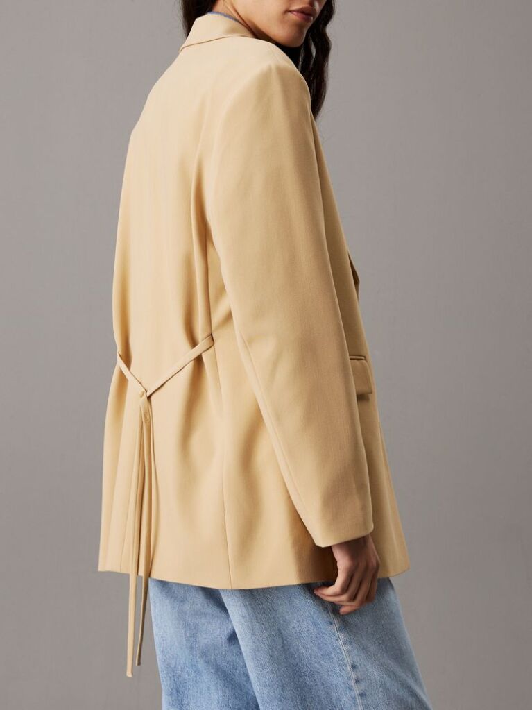 Beige Soft Twill Tie Back Blazer  Women