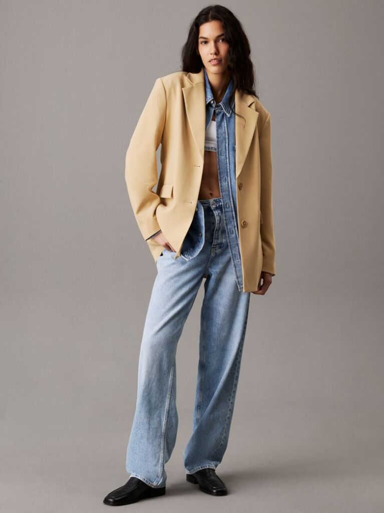 Beige Soft Twill Tie Back Blazer  Women