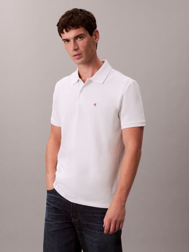 White Cotton Piqué Polo Shirt  Men