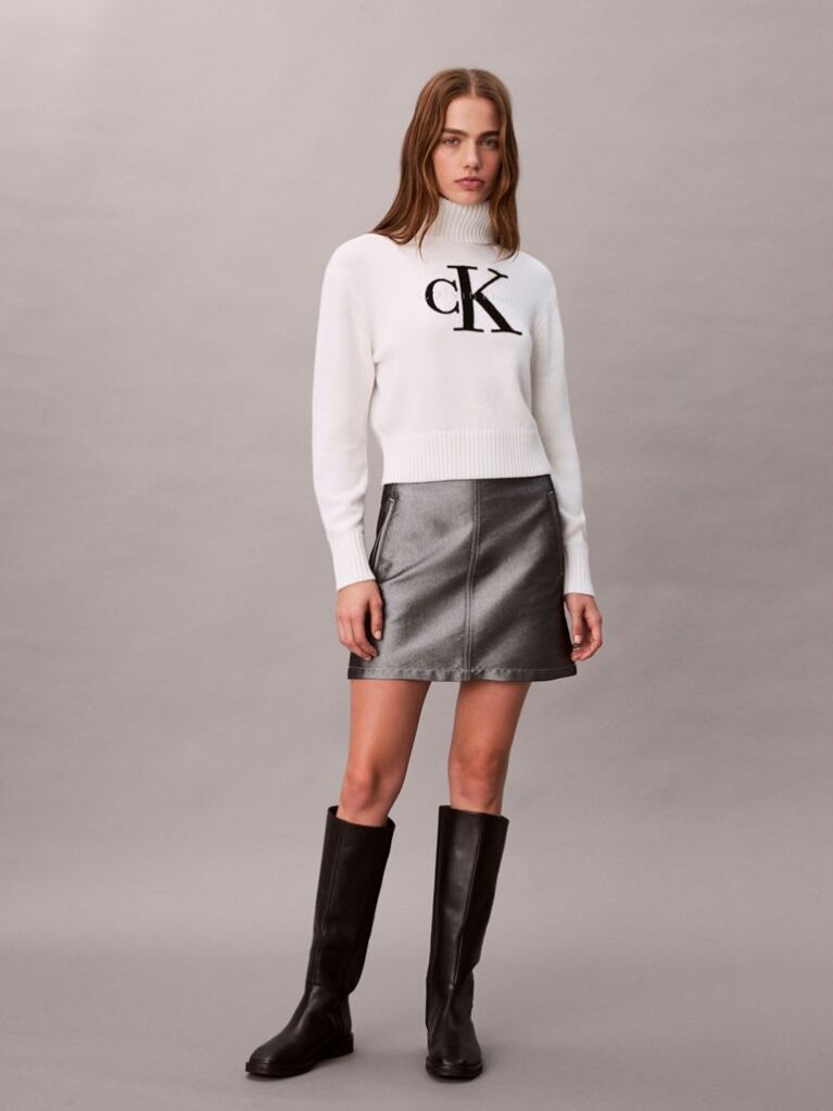 White Soft Chenille Roll Neck Jumper  Women