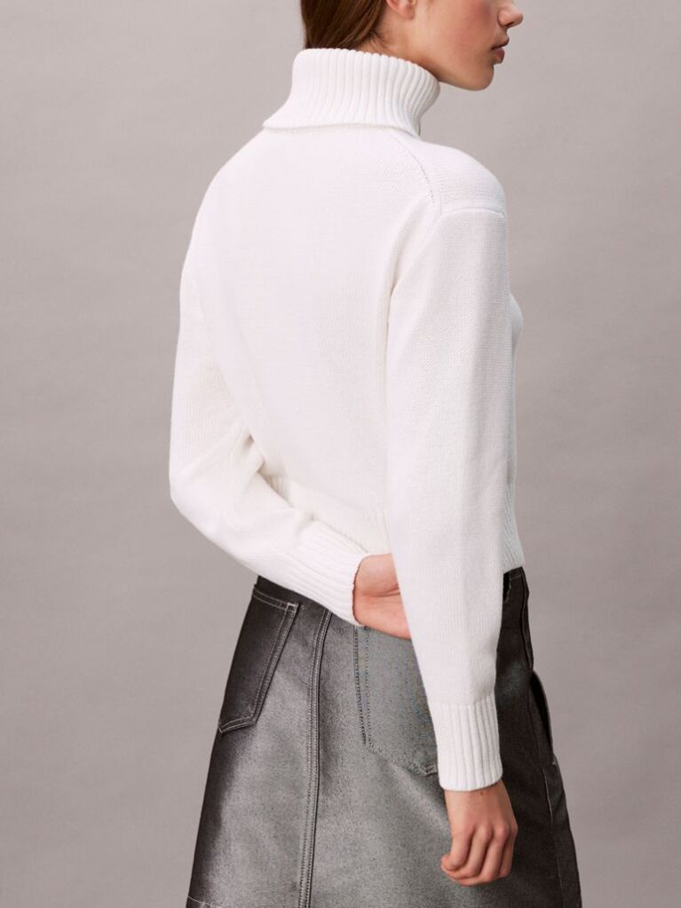 White Soft Chenille Roll Neck Jumper  Women