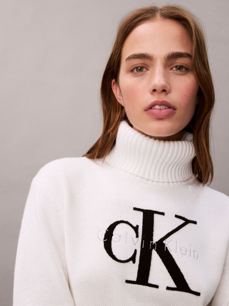 White Soft Chenille Roll Neck Jumper  Women