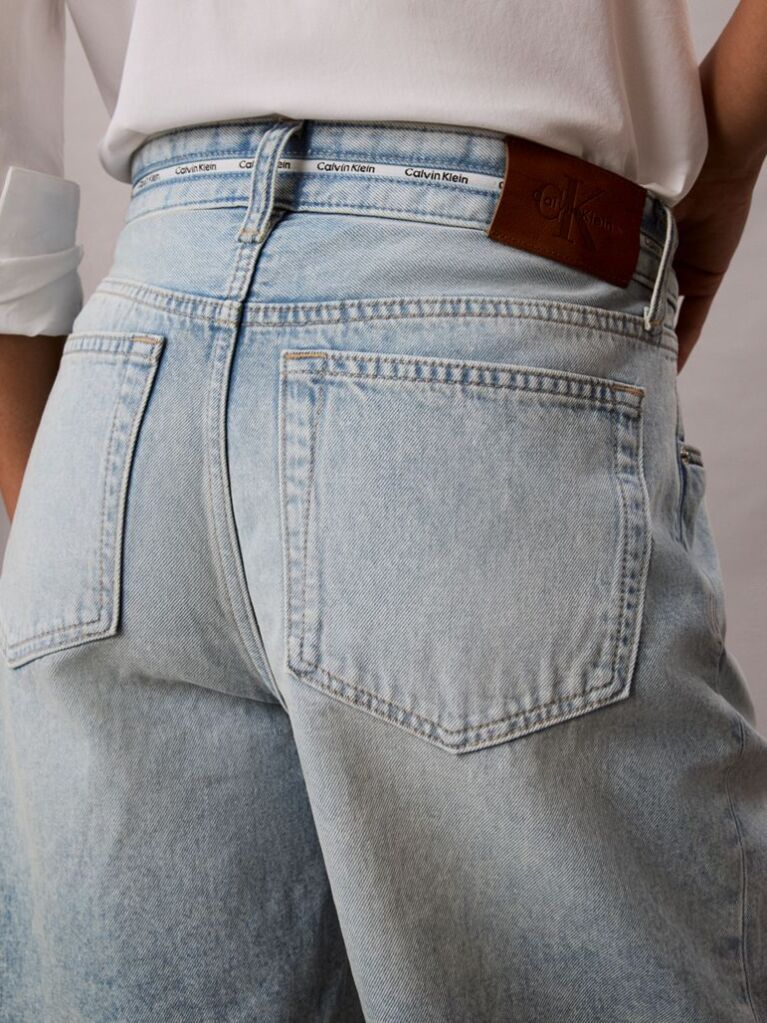 Denim Logo Tape Denim Bermuda Shorts  Women