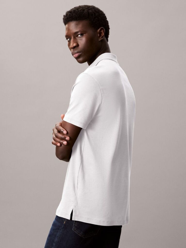White Pima Cotton Polo Shirt  Men